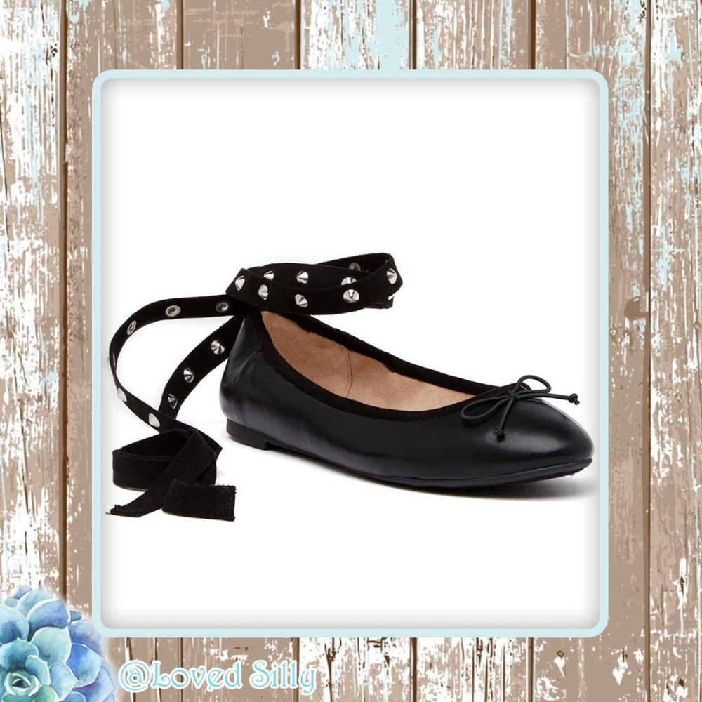 NWT Studded Lace-Up Ballet Flat